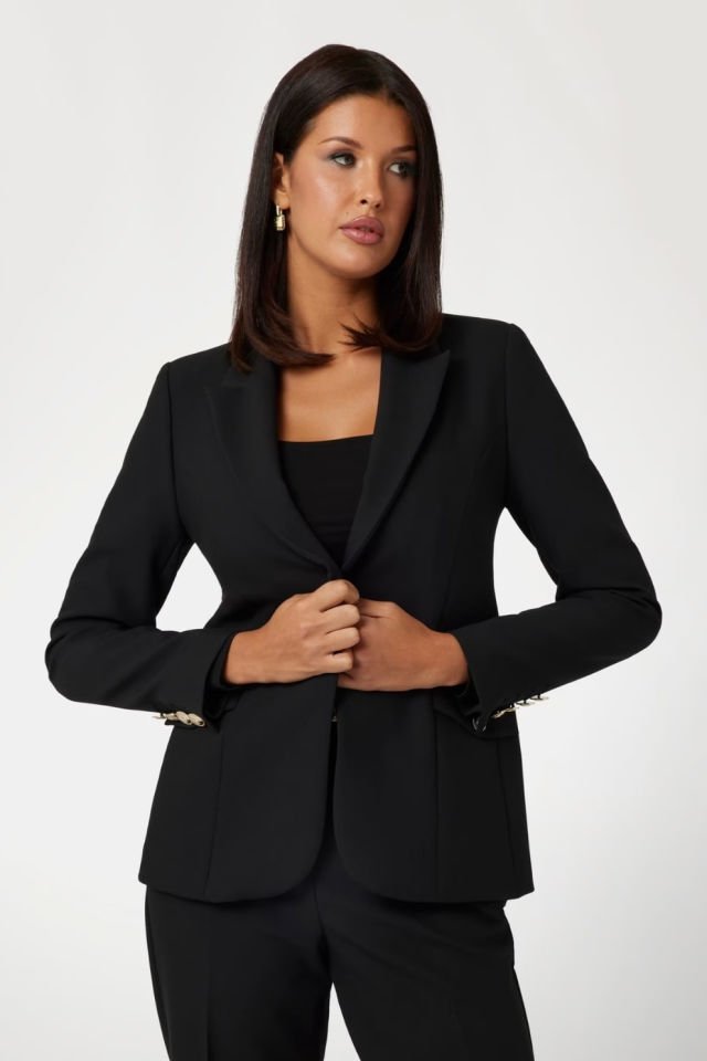 Guess Marciano Streç Tüvit Blazer Siyah