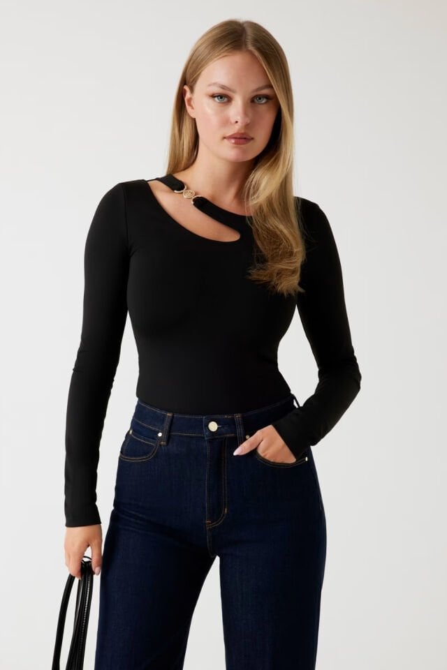 Guess Cut-out Tokalı Üst Siyah