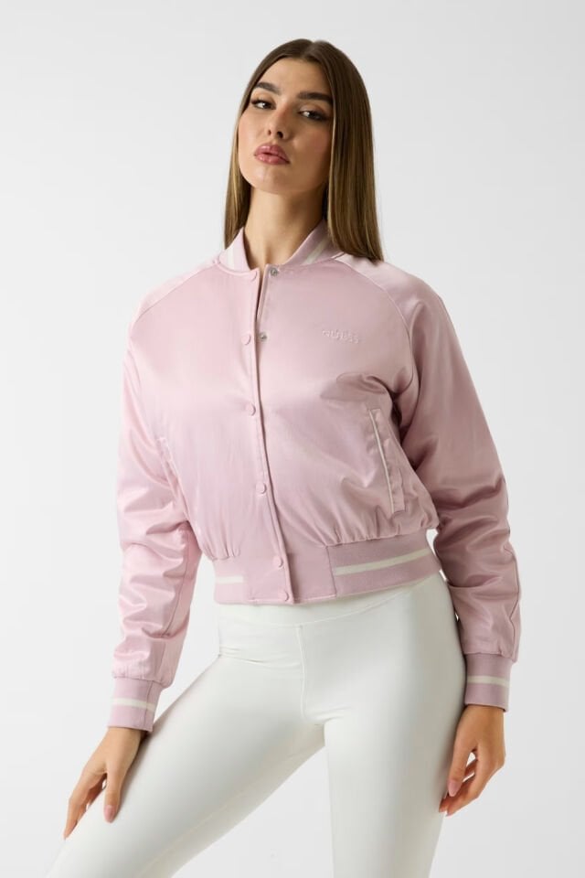 Guess Saten Bomber Ceket Pembe