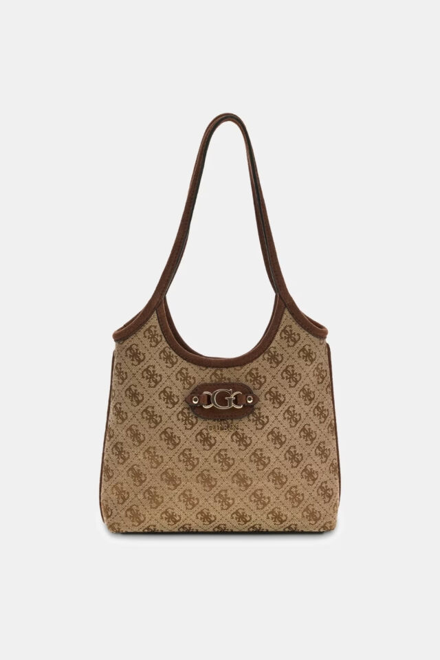 Guess  Samantha Logo Mini Shopper Çanta Kahverengi