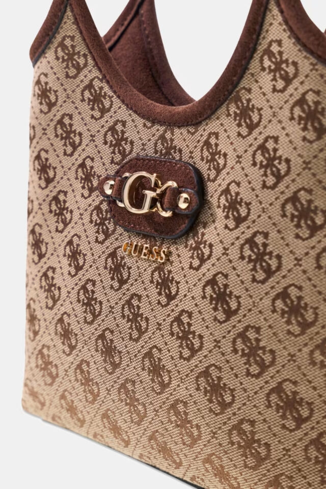 Guess  Samantha Logo Mini Shopper Çanta Kahverengi