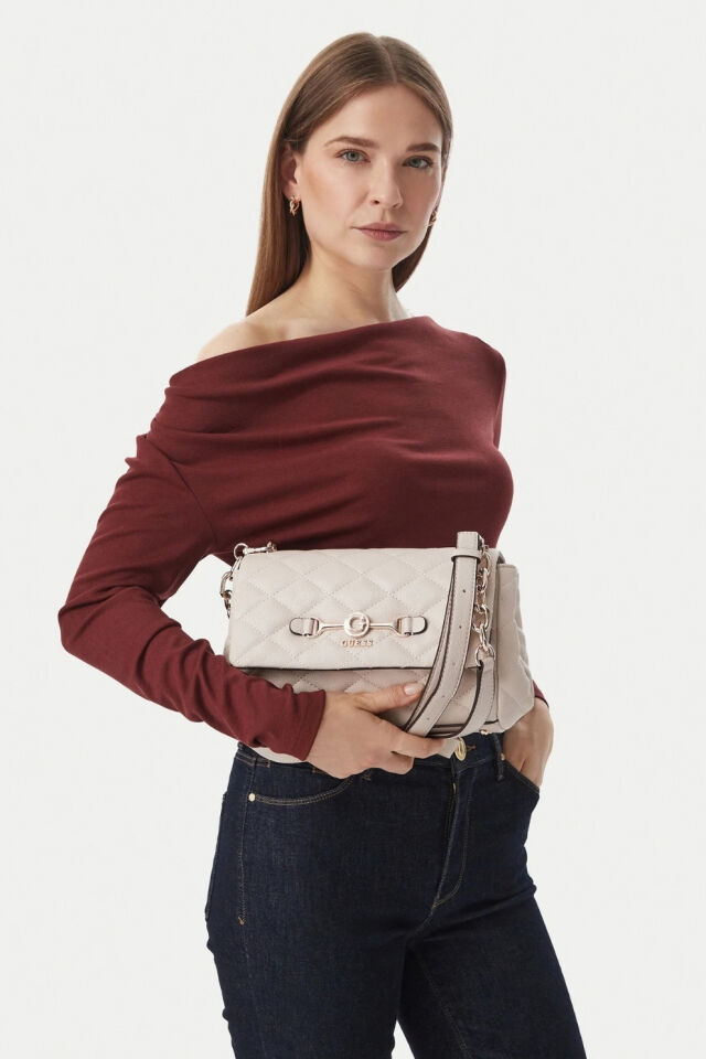 Guess Frances Kapitone Omuz Çantası Krem