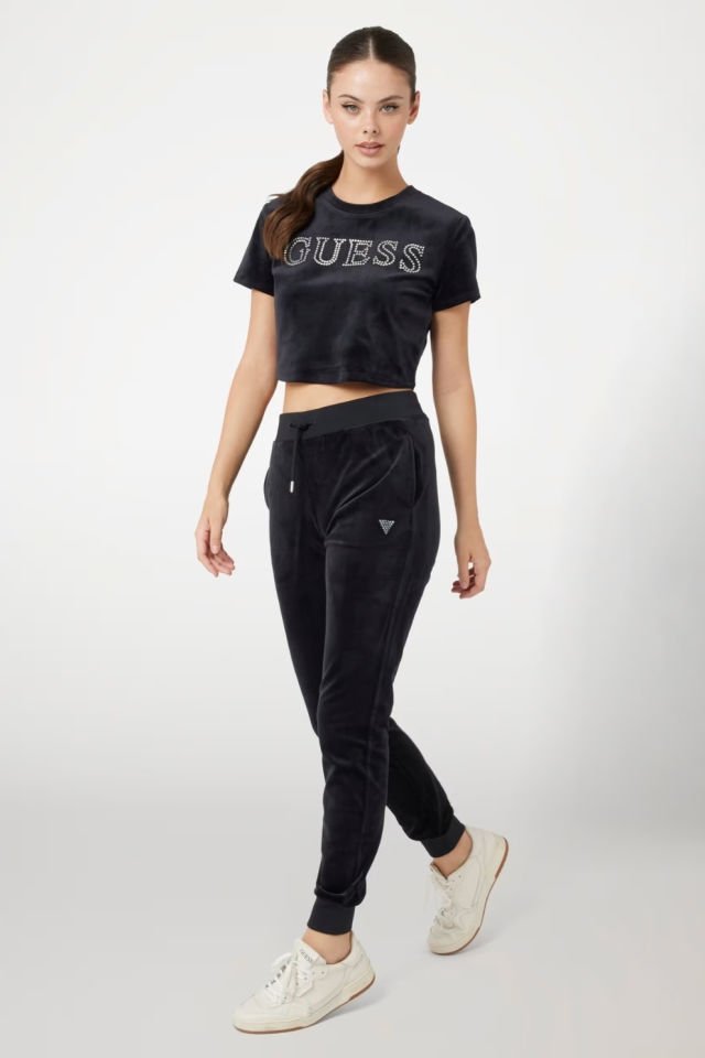 Guess Kadife Jogger Pantolon Siyah