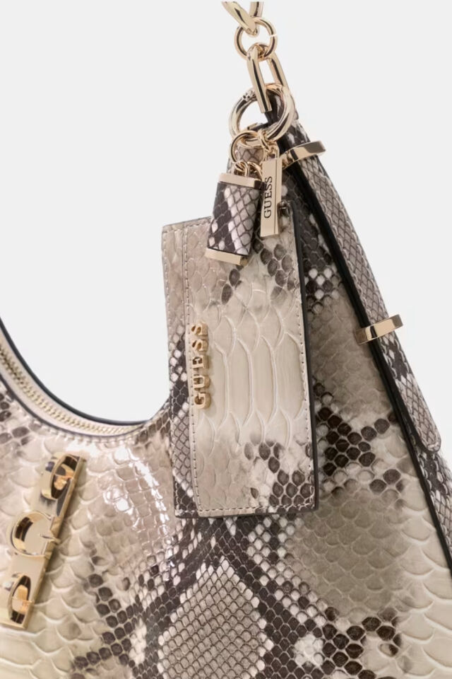 Guess Yvonne Animalier Baskılı Hobo Çanta