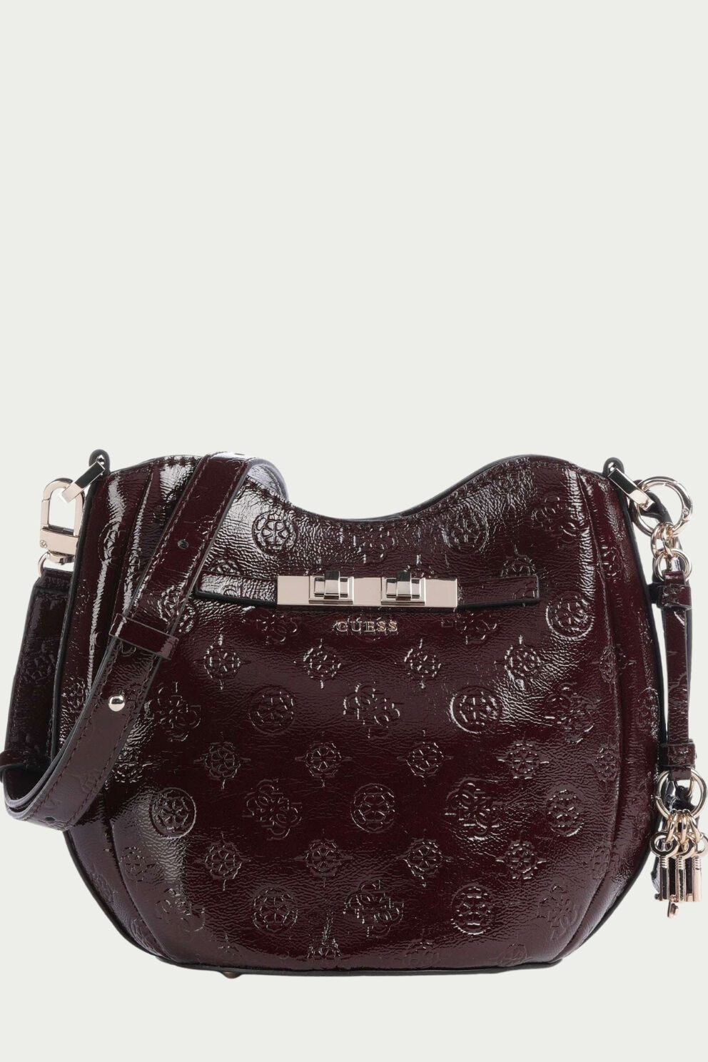 Guess Carmella Kova Çanta Suni Deri Bordo Logolu