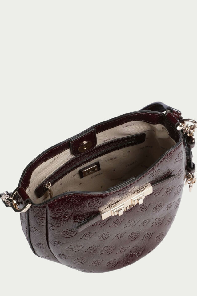 Guess Carmella Kova Çanta Suni Deri Bordo Logolu