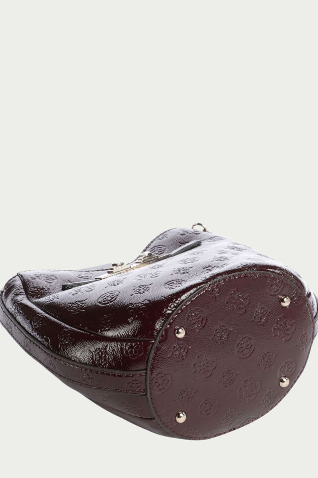 Guess Carmella Kova Çanta Suni Deri Bordo Logolu