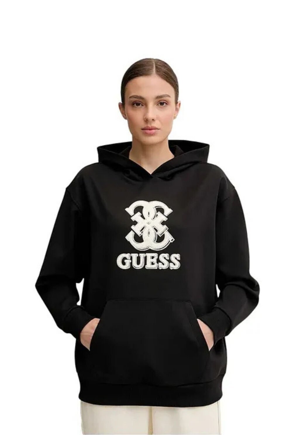 Guess Baskılı Kapüşonlu Sweat Siyah
