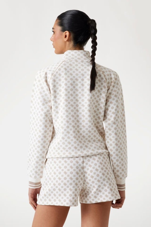 Guess Neopren Fermuarlı Sweatshirt Bej