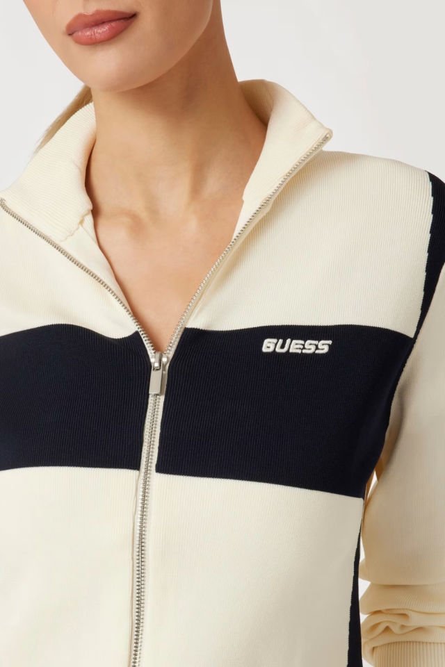 Guess Tech Fermuarlı Sweatshirt Krem