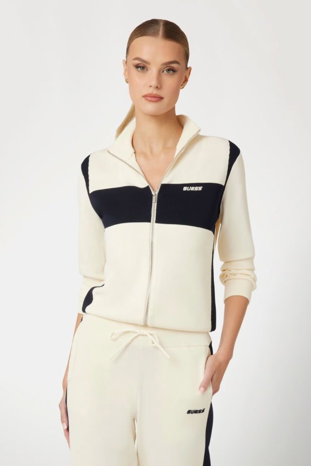 Guess Tech Fermuarlı Sweatshirt Krem