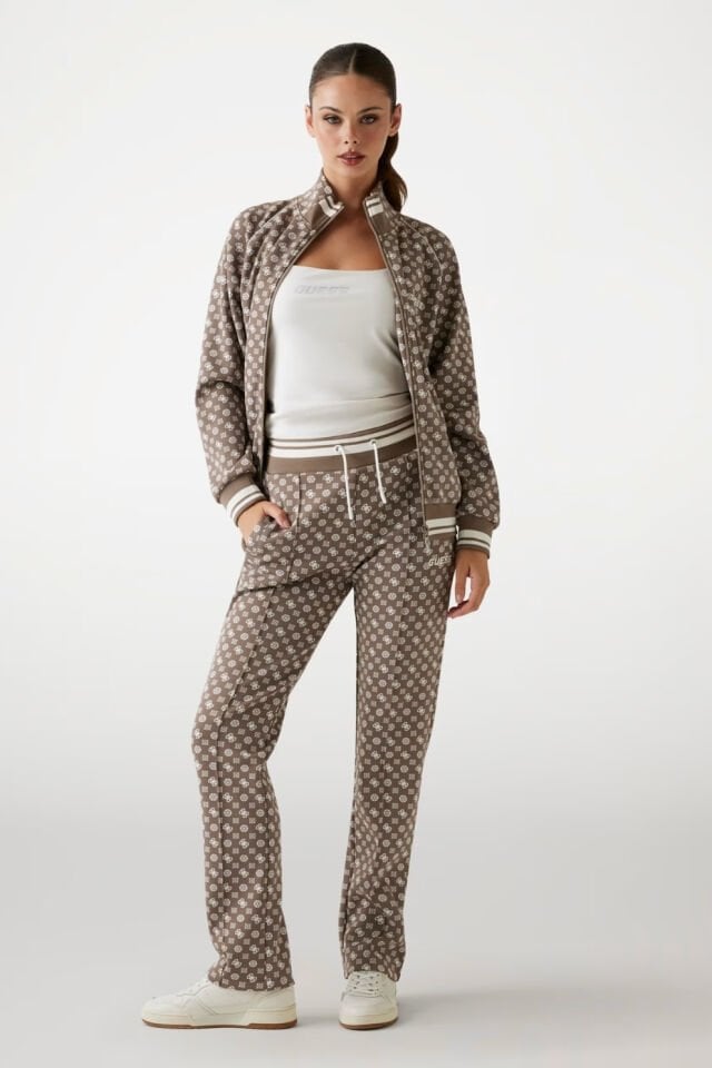 Guess Neopren Fermuarlı Sweatshirt Kahverengi