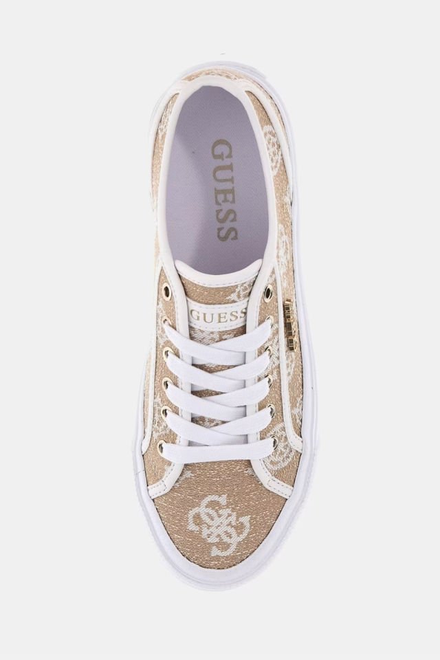 Guess Jelexa 4G ve Peony Logolu Sneaker Bej-Beyaz