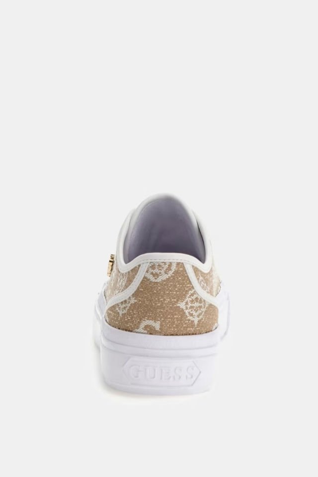 Guess Jelexa 4G ve Peony Logolu Sneaker Bej-Beyaz