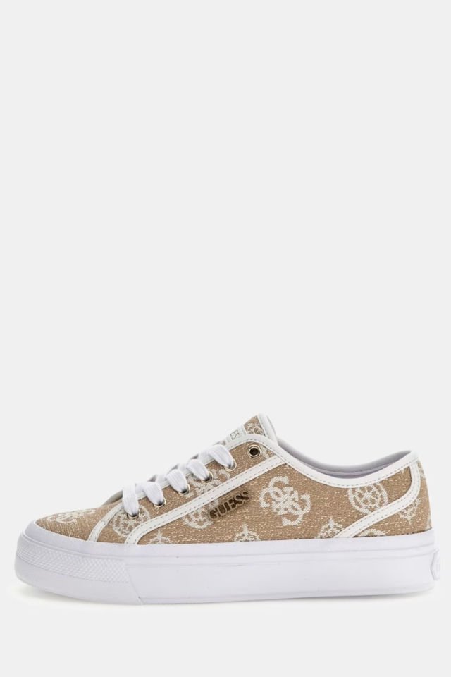 Guess Jelexa 4G ve Peony Logolu Sneaker Bej-Beyaz