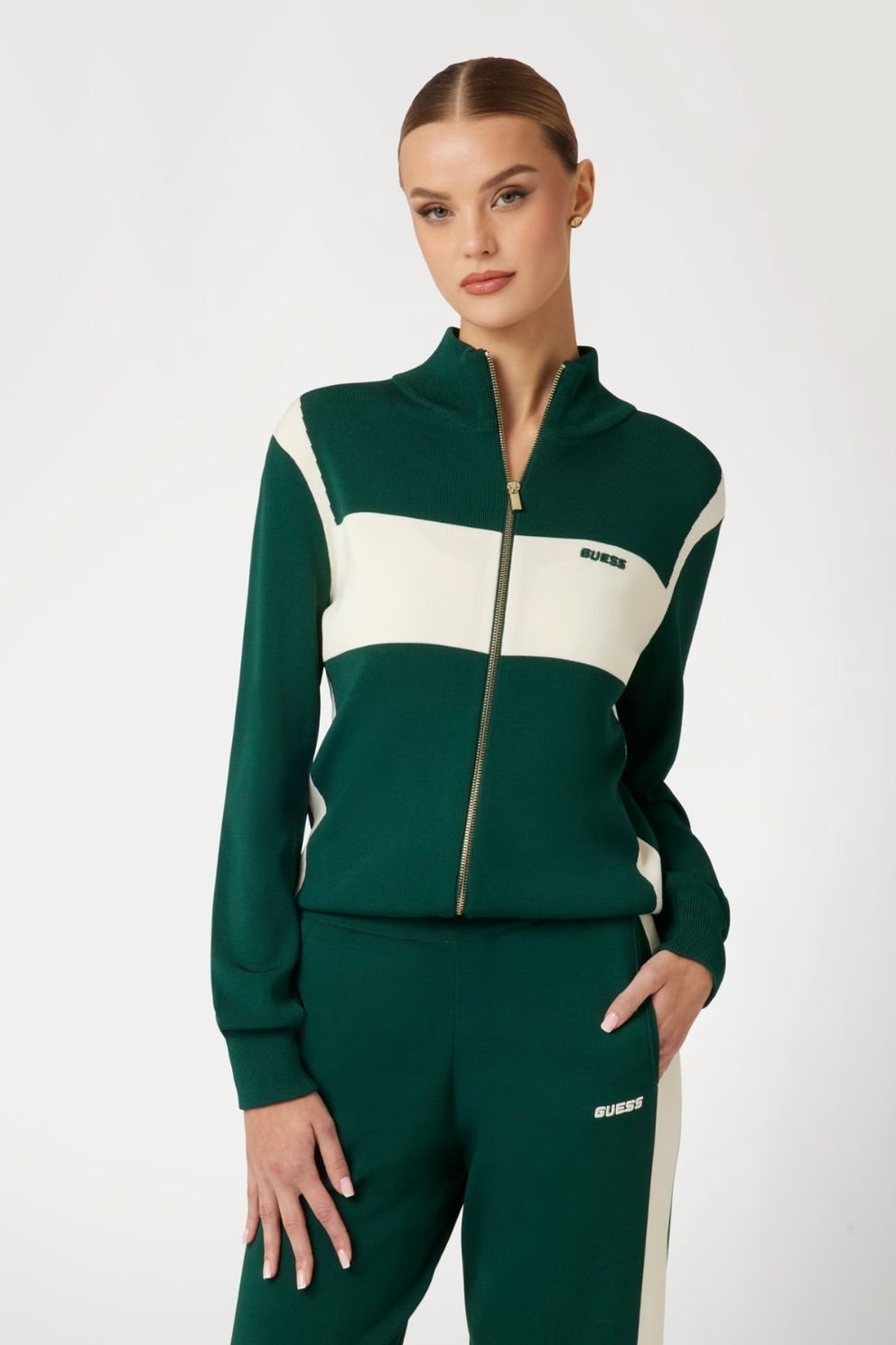 Guess Tech Fermuarlı Sweatshirt Yeşil