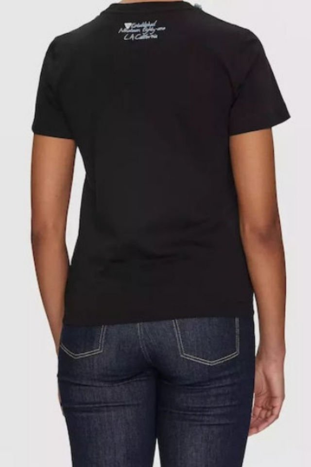 Guess Cn Ss Jeans Pamuklu Regular Fit Zincir Detaylı Bayan T Shirt Siyah