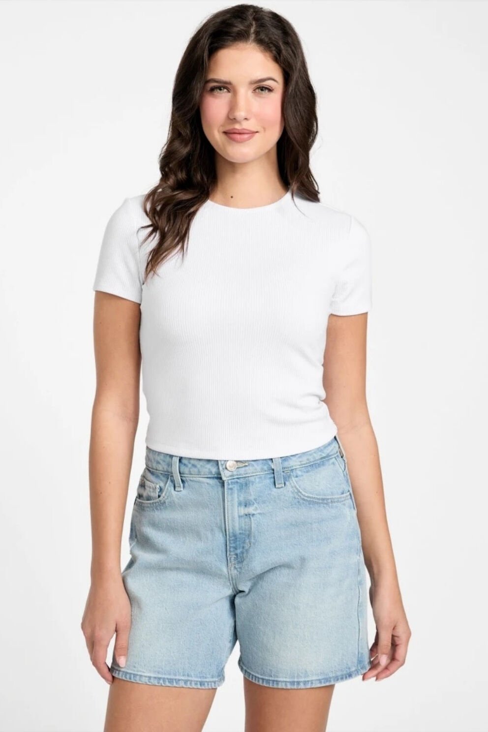 Guess Terra Crop Top Kadın Tişörtü Beyaz