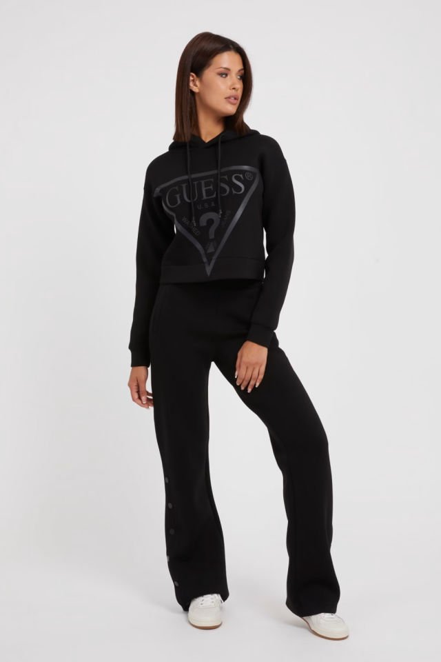 Guess Önde Üçgen Logolu Scuba Sweatshirt Siyah