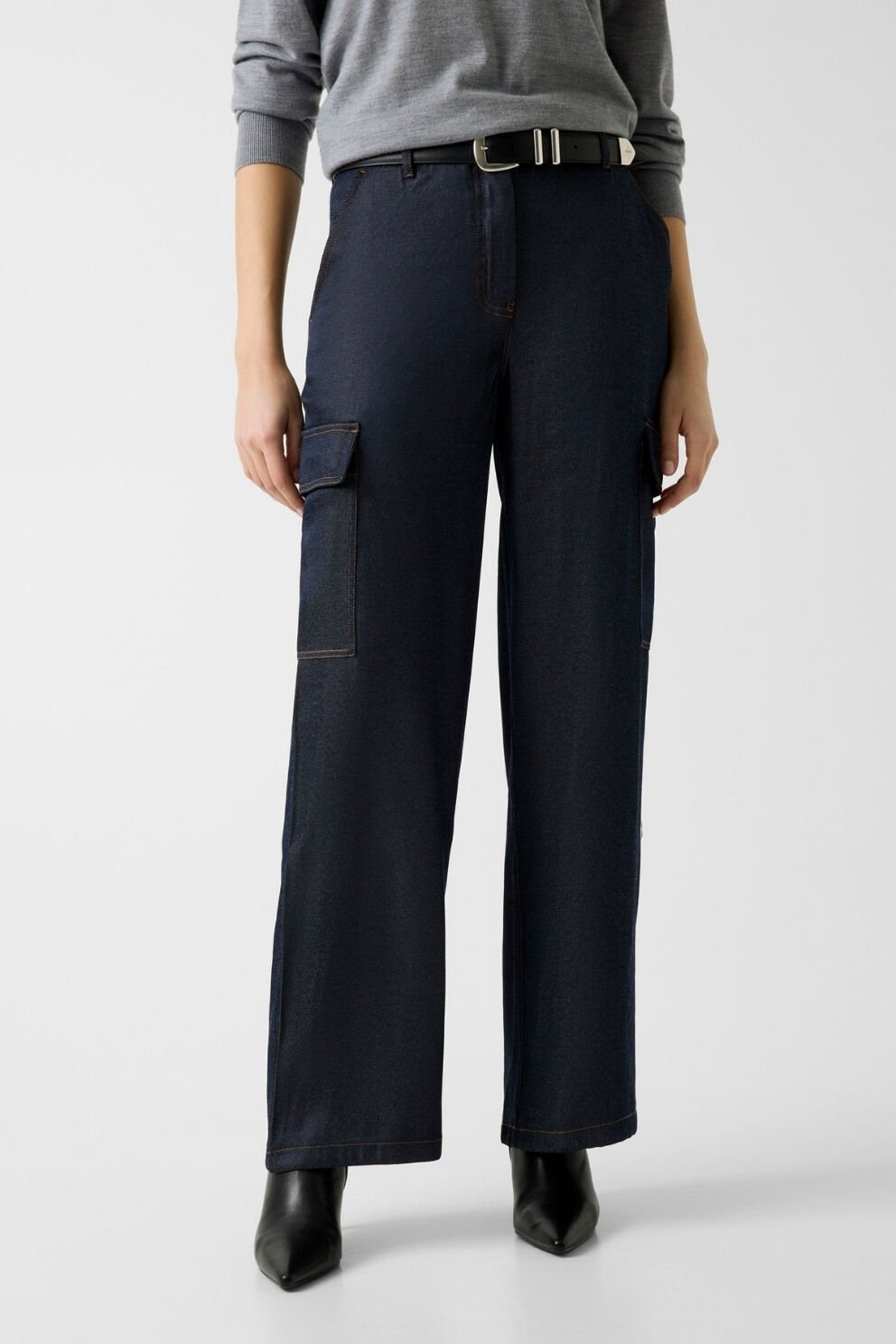 Guess Geniş Paçalı Koyu Renk Kargo Kot Pantolon