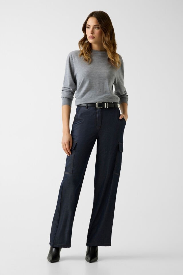 Guess Geniş Paçalı Koyu Renk Kargo Kot Pantolon