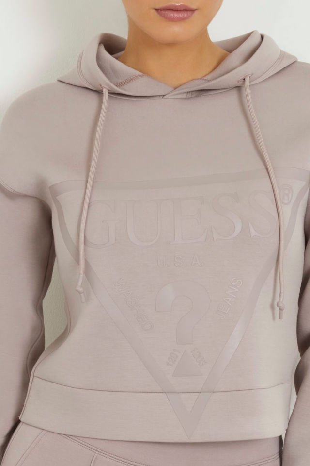 Guess Önde Üçgen Logolu Scuba Sweatshirt Toz Pembe