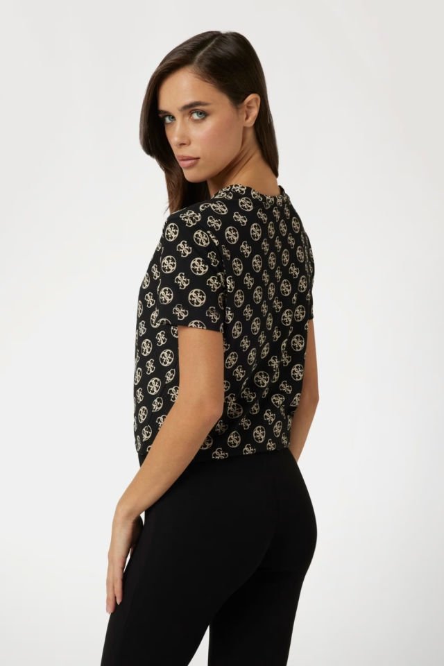 Guess Tamamı 4G Logolu T-shirt Siyah