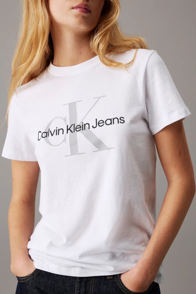 Calvin Klein Monogramlı Tişört Beyaz