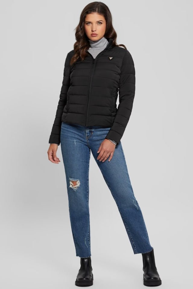 Guess Dar Kalıp Şişme Mont Siyah