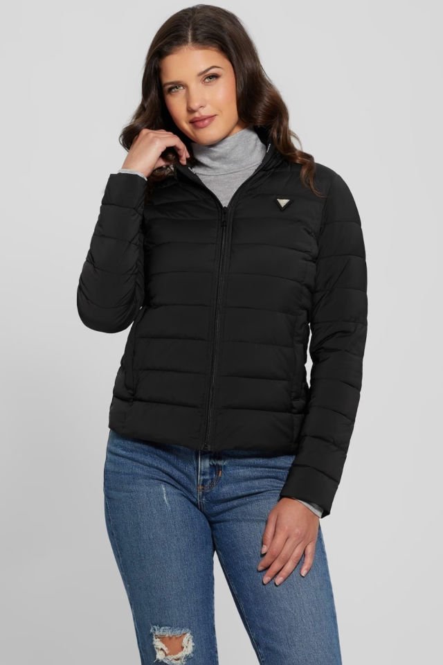 Guess Dar Kalıp Şişme Mont Siyah