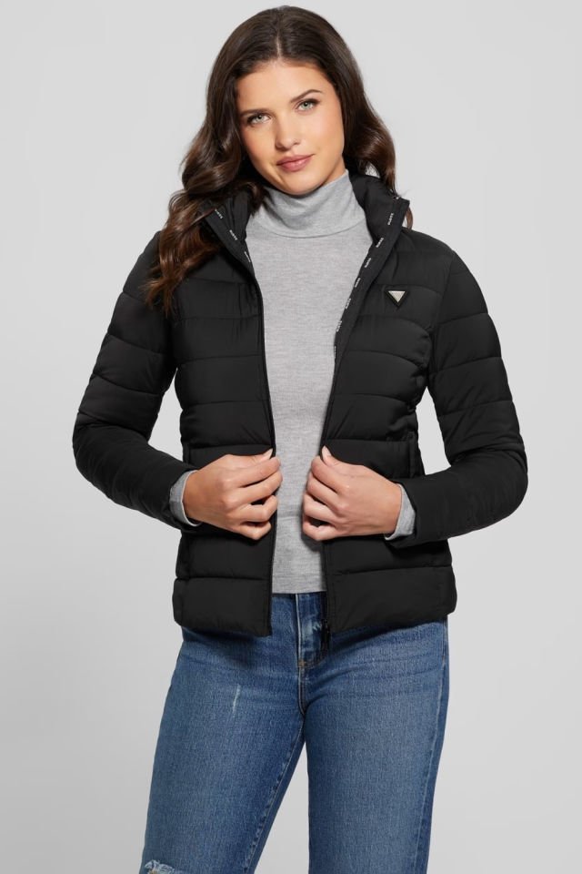 Guess Dar Kalıp Şişme Mont Siyah