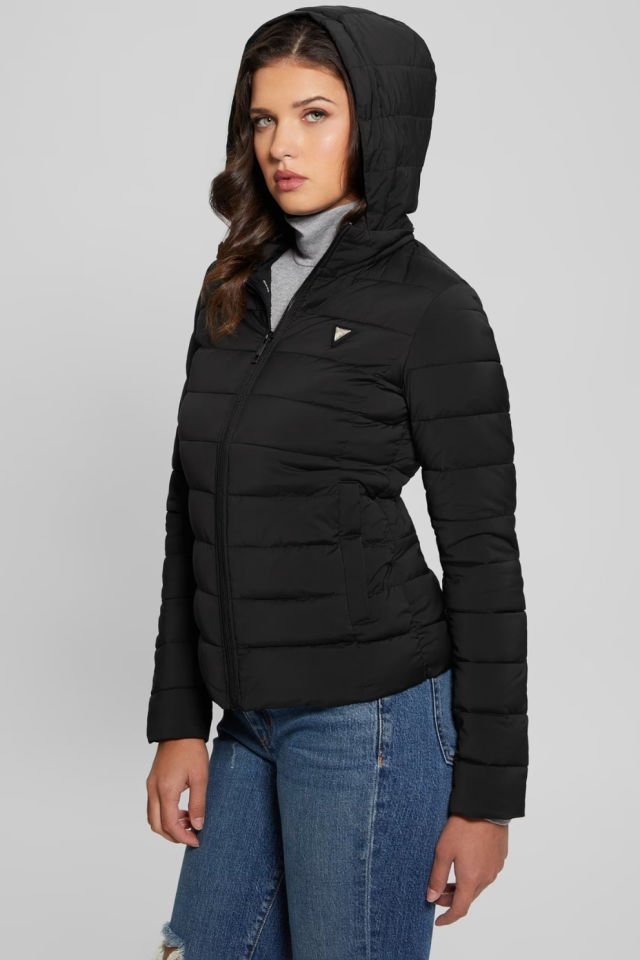 Guess Dar Kalıp Şişme Mont Siyah