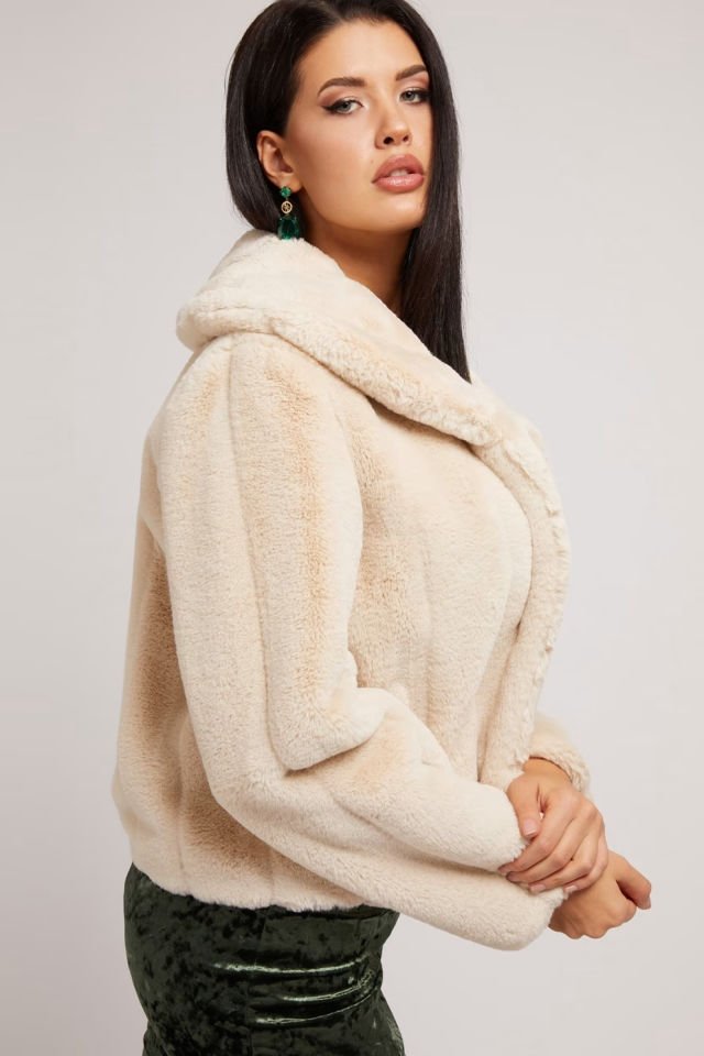 Guess Yapay Kürk Mont Bej