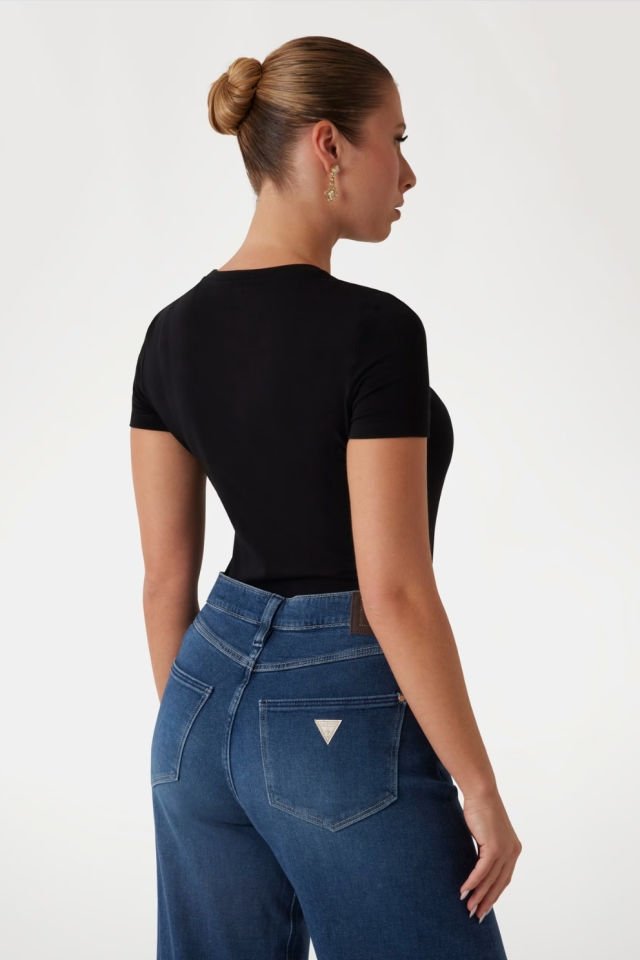 Guess Slim Fit Logolu T-shirt Siyah
