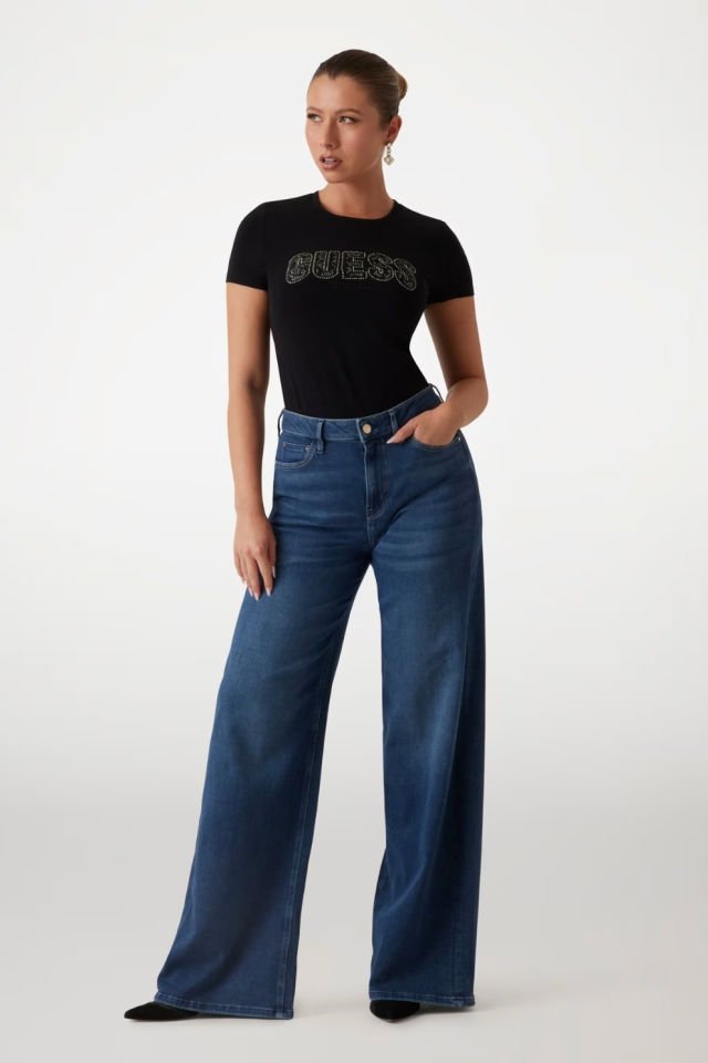 Guess Slim Fit Logolu T-shirt Siyah