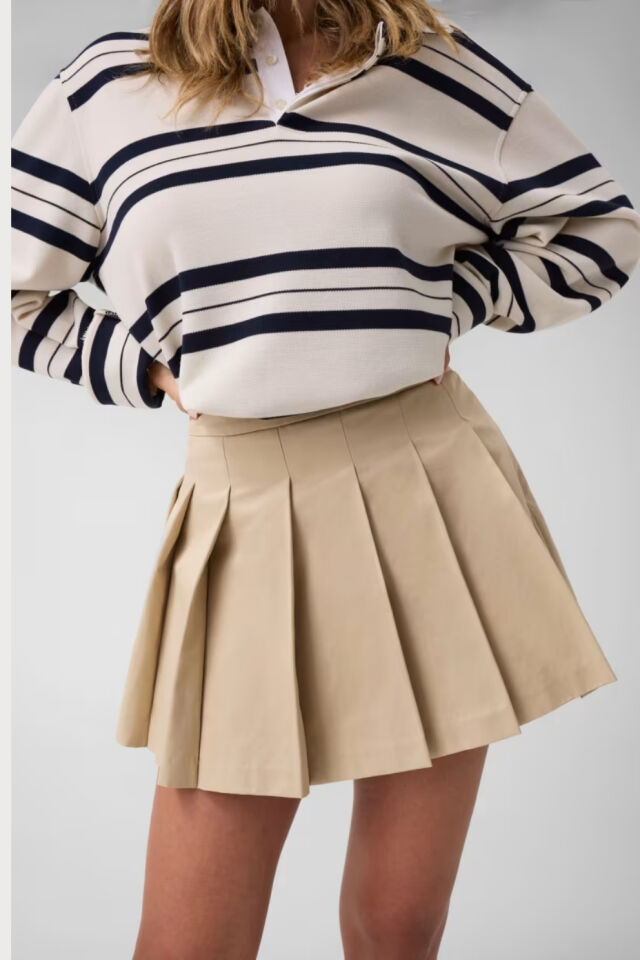 Guess Pileli Mini Etek Bej