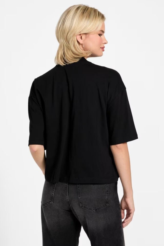 Guess Eco Rhinestone 81 Oversized Tişört Siyah