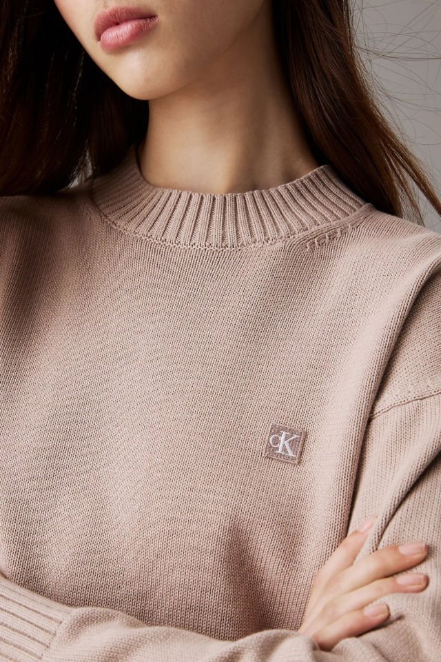 Calvin Klein Embro Badge Kadın Kazak Pudra