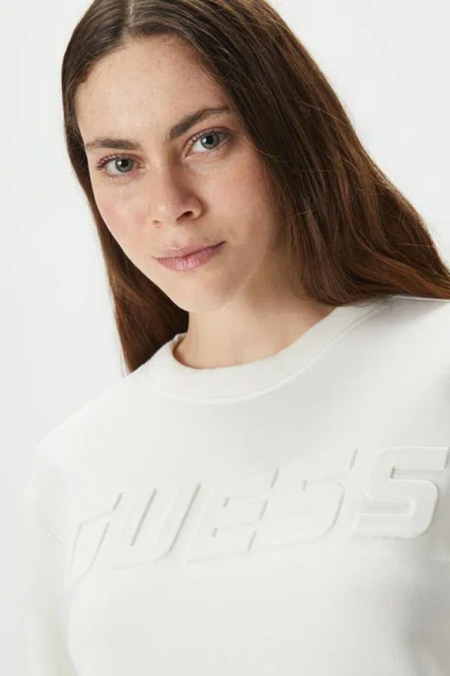 Guess Önde Logolu Kadın Sweatshirt Krem