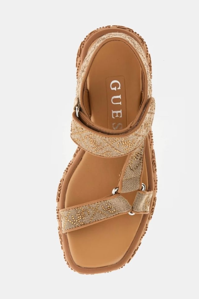 Guess Lode 4G Logolu Sandalet Kahverengi