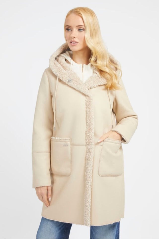 Guess Kadın Krem Parka