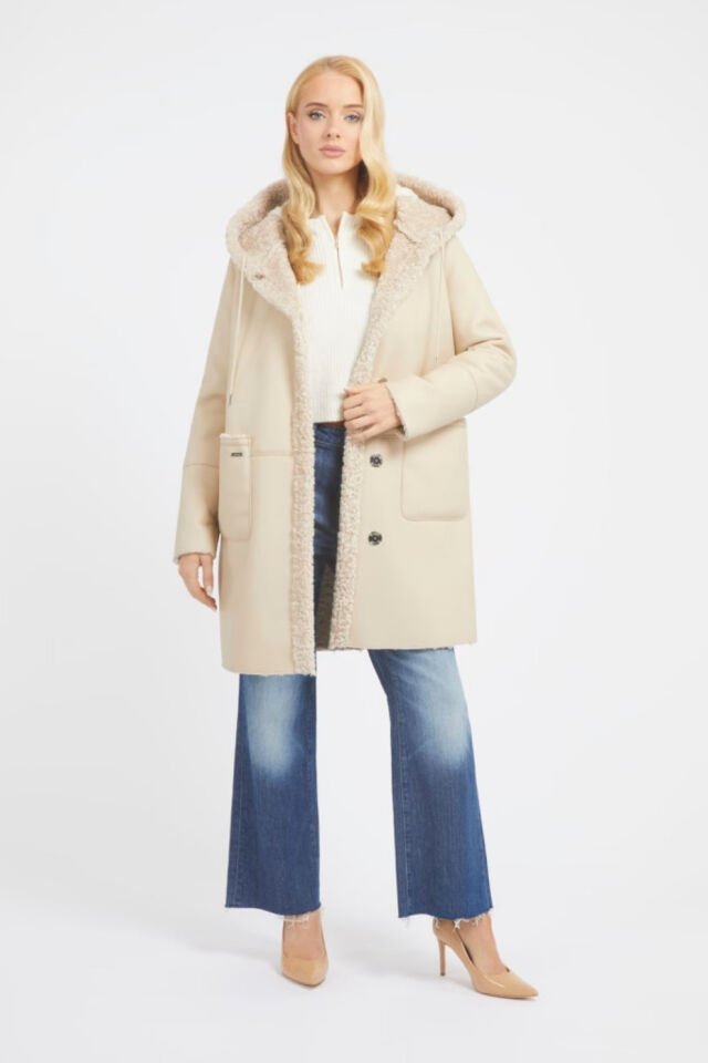 Guess Kadın Krem Parka