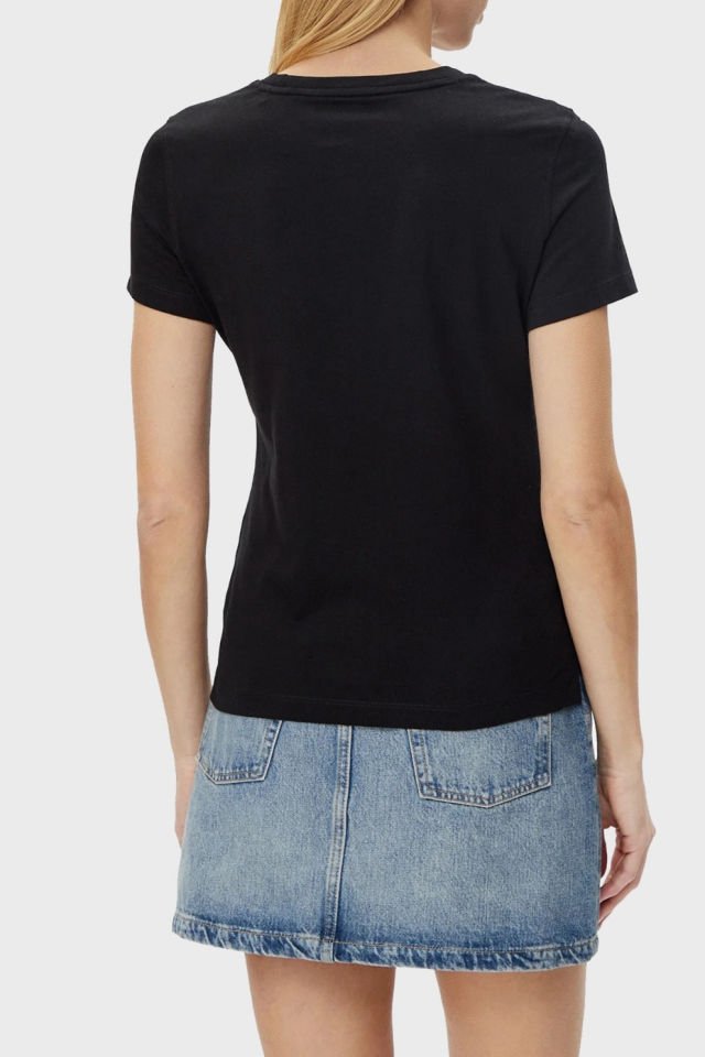 Guess Cn Ss Love % 100 Pamuk Regular Fit Logolu  Bayan T Shirt Siyah