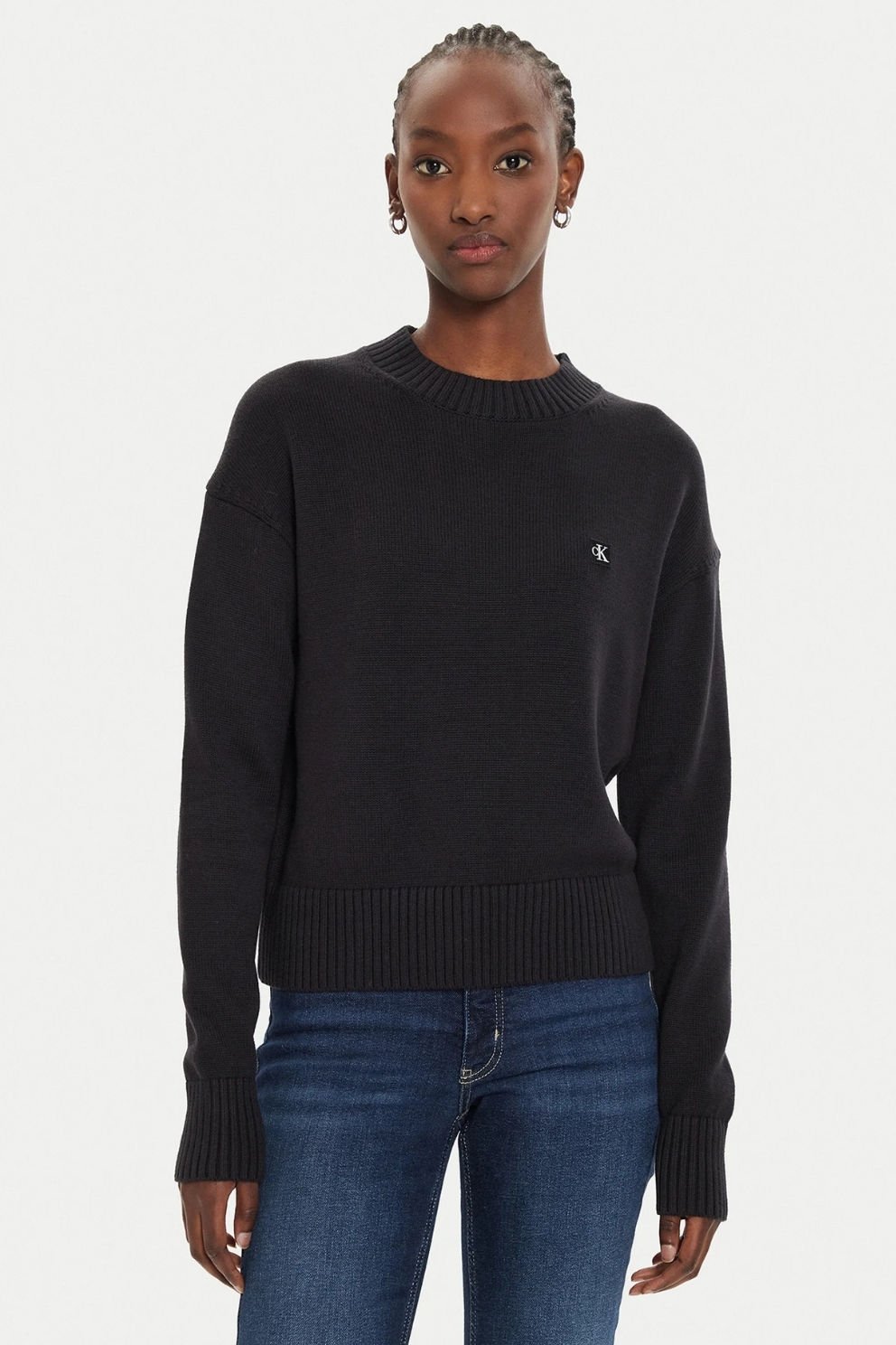 Calvin Klein Embro Badge Kadın Kazak Siyah