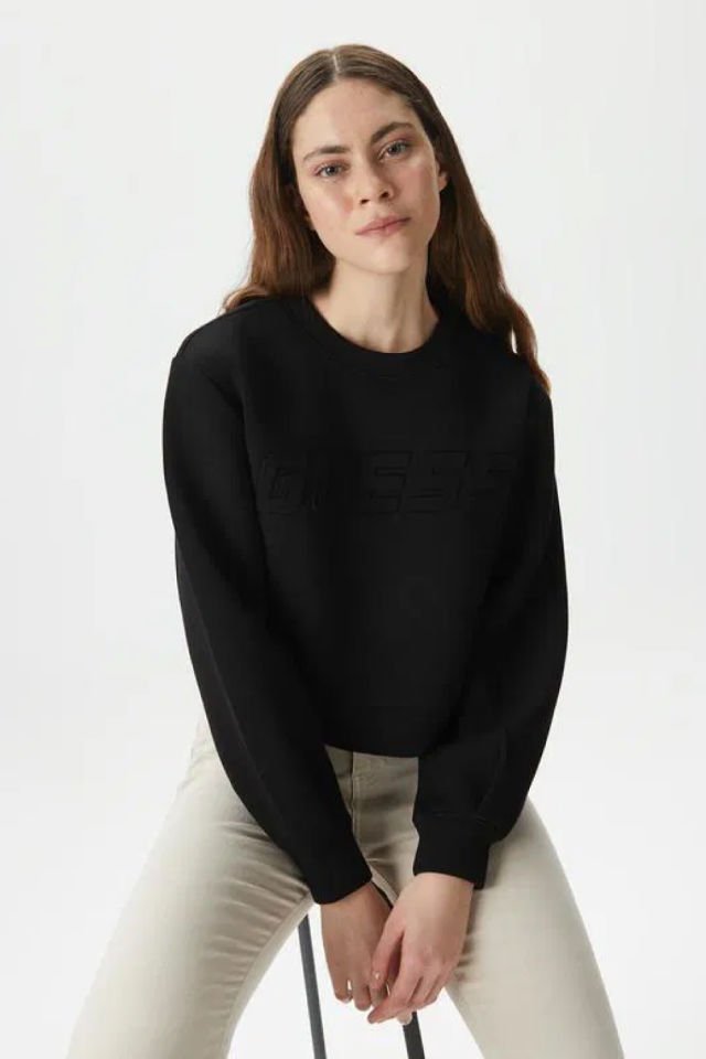 Guess Önde Logolu Kadın Sweatshirt Siyah