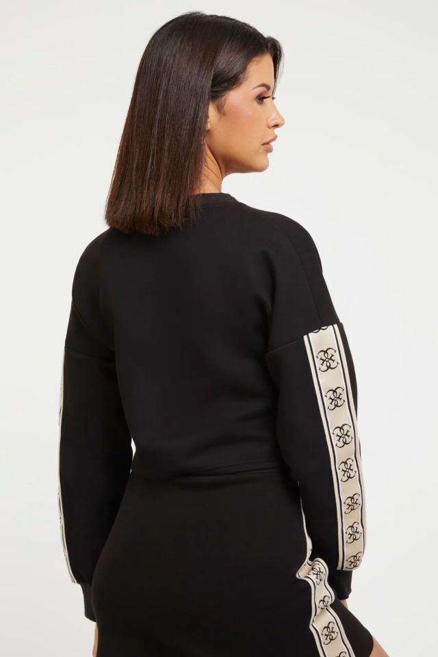 Guess Şerit Logolu Sweatshirt Siyah