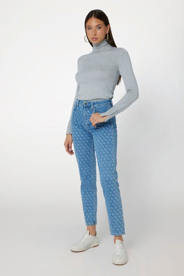 Guess 4G Logolu Mom Jean mavi