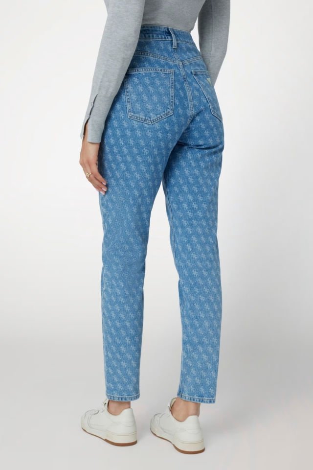 Guess 4G Logolu Mom Jean mavi