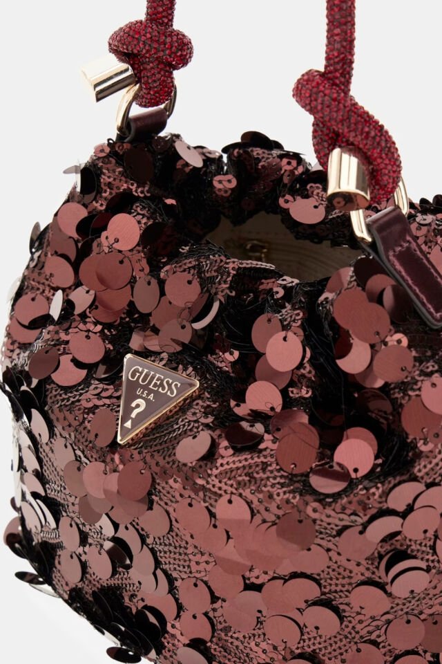 Guess Holiday Shine Mini El Çantası Bordo