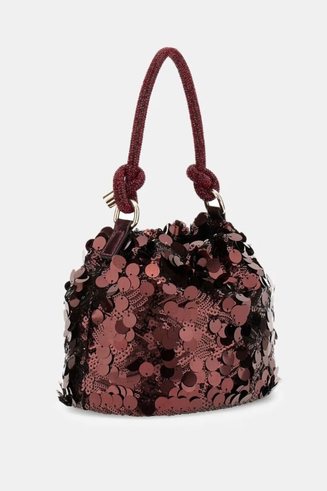 Guess Holiday Shine Mini El Çantası Bordo